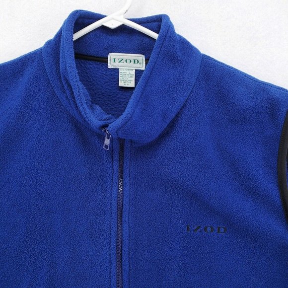 IZOD Vest Men's Long Sleeve Full Zip Fleece Pockets Soft Outdoor Blue Size Large - Picture 7 of 11